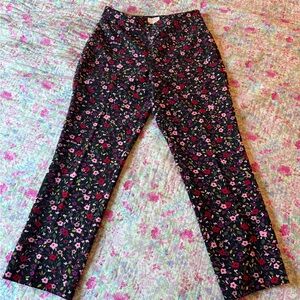 kate spade Black Floral Cropped Pants
